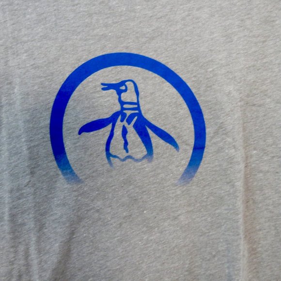 XL Original Penguin Grey T shirt with Blue Gradiant Big Logo - Picture 3 of 4